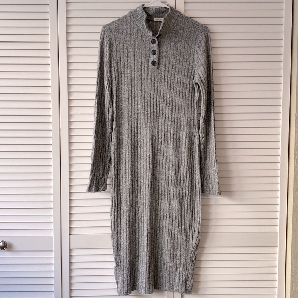 Maxi Soft Lounge Gray Ribbed Dress